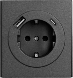 Розетка USB type-A+C, 3.0А с электрической розеткой
Miele Strong,  USB type-C 5V,  USB type-A 5V,  двойная,   цвет - графит,  пластмасса,  KR-78-0704-6,  Kranz
 - PULSAL.RU