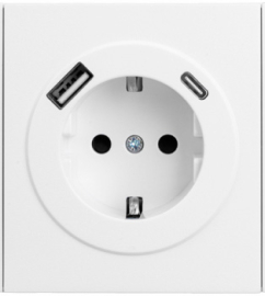 Розетка USB type-A+C, 3.0А с электрической розеткой
Miele Strong,  USB type-C 5V,  USB type-A 5V,  двойная,   цвет - жемчуг,  пластмасса,  KR-78-0704-4,  Kranz
 - PULSAL.RU